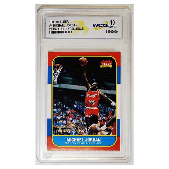 GRADED 10 MICHAEL JORDAN "ROOKIE RETRO" 1996 FLEER DECADE, CHICAGO BULLS, HOF! - Picture 3 of 3